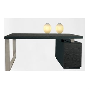 Lacquer Desk with File Drawers Wenge Color