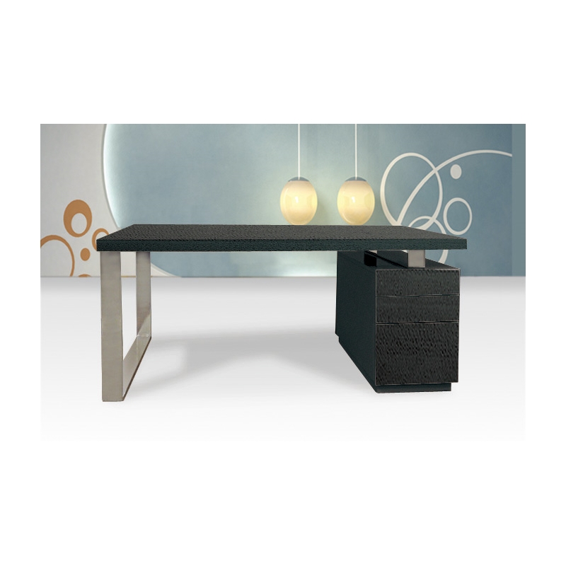Lacquer Desk with File Drawers Wenge Color