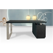 Lacquer Desk with File Drawers Wenge Color