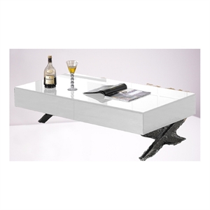 COFFEE TABLE WHITE/WHITE MIRROR With CHROME LEGS