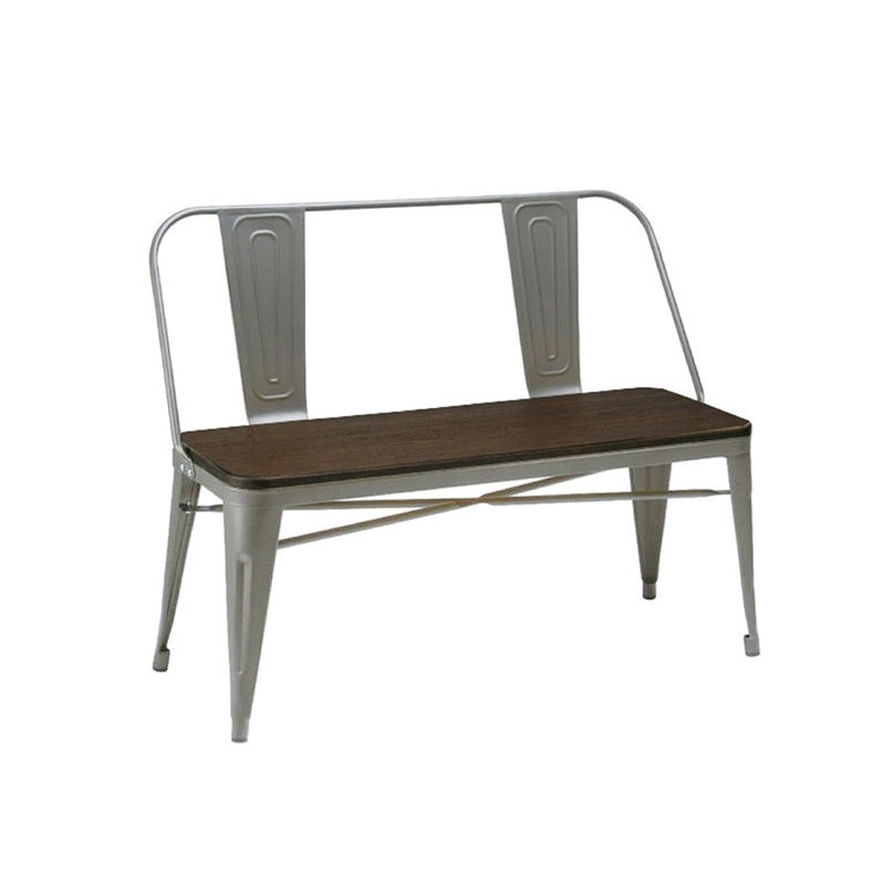 Metal Dining Bench with Wood Top