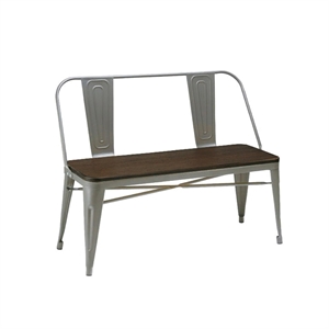 Metal Dining Bench with Wood Top