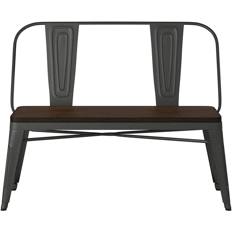Metal Dining Bench with Wood Top