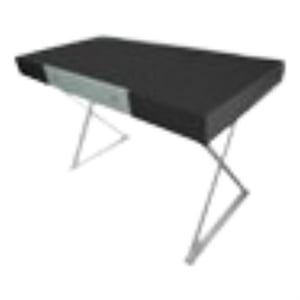 Wenge Color Desk with One Drawer and Sliver Metal Base