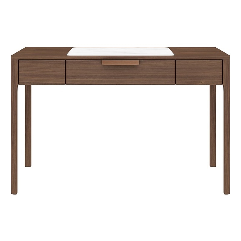 Creative Images International Wooden Office Desk in Walnut Color with Marble Top
