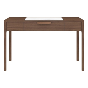 Creative Images International Wooden Office Desk in Walnut Color with Marble Top