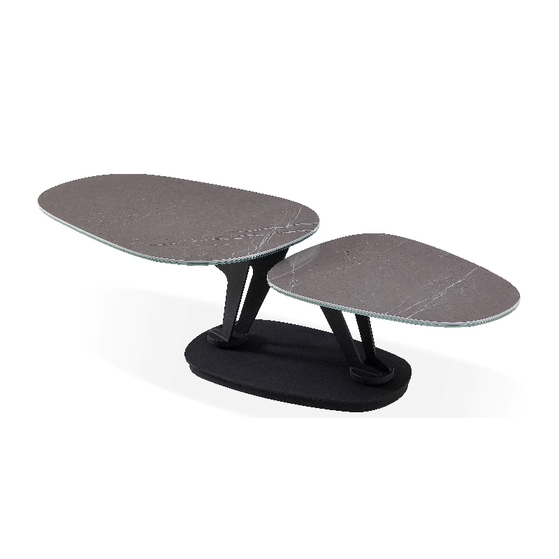 Gray Motion Coffee Table with Cermanic Top and Metal base