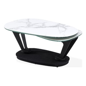 WHITE Motion Coffee Table with Cermanic Top and Metal base