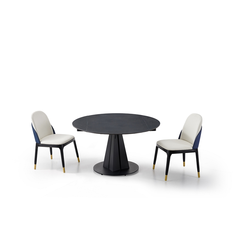 Black Sintered Stone Dining Table with Solid Steel legs