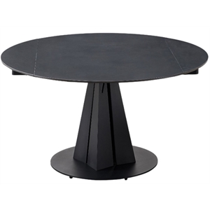 black sintered stone dining table with solid steel legs