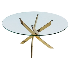 Dining Table with 48&quot Clear Round Glass Top with Gold Base