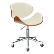 White Office Chair with Plywood Frame and Chrome Base