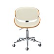 White Office Chair with Plywood Frame and Chrome Base