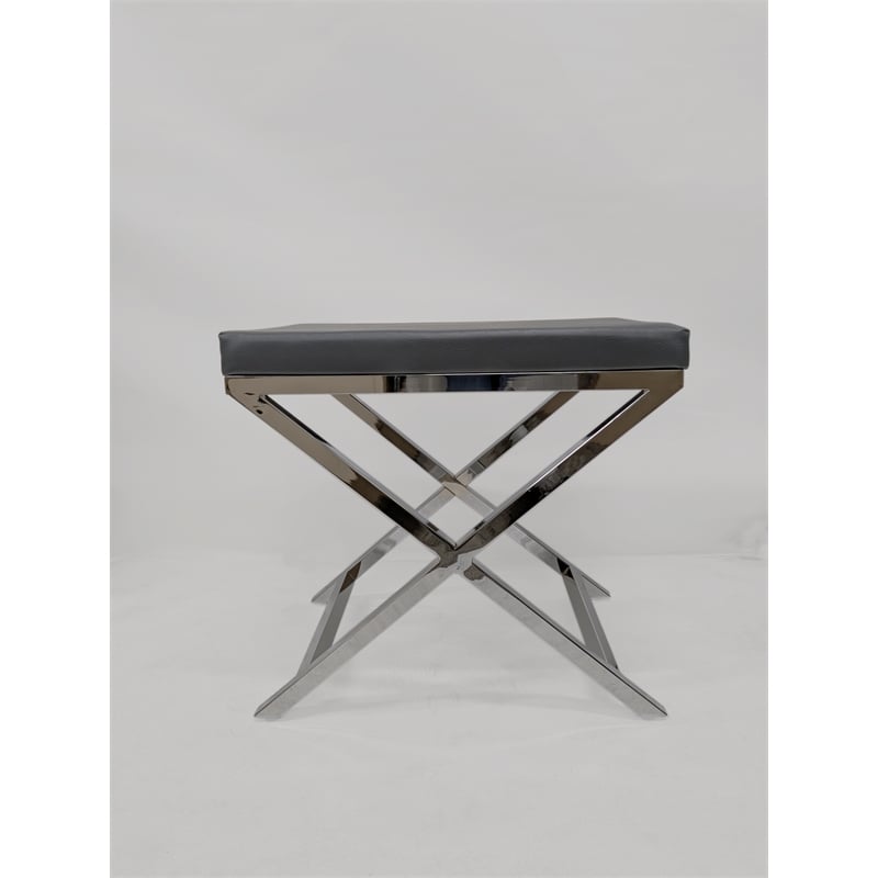 Gray Accent Stool with Chrome Base