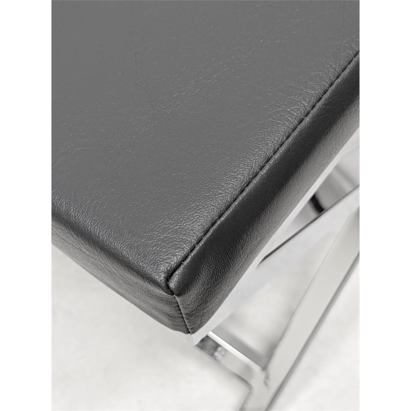 Gray Accent Stool with Chrome Base