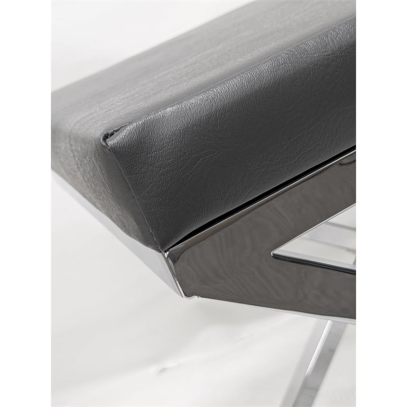 Gray Accent Stool with Chrome Base
