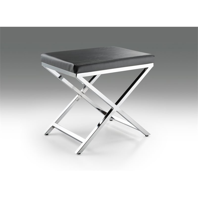 Gray Accent Stool with Chrome Base