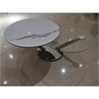 Motion Coffee Table with One White/Gray Ceramic Top and One Clear Glass Top