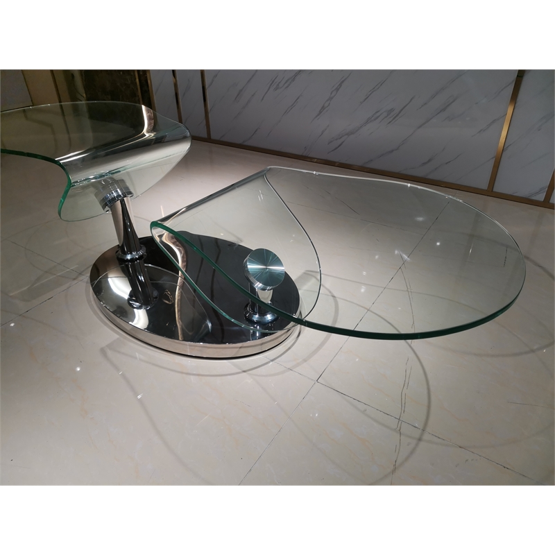 Motion Coffee Table with Clear Glass Top and Chrome Base