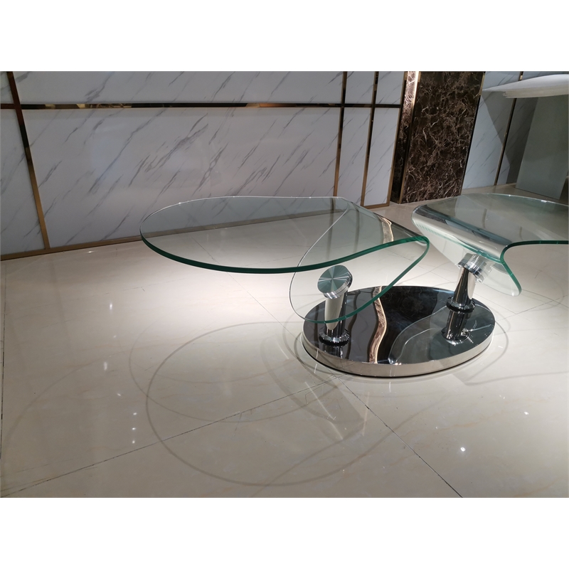 Motion Coffee Table with Clear Glass Top and Chrome Base