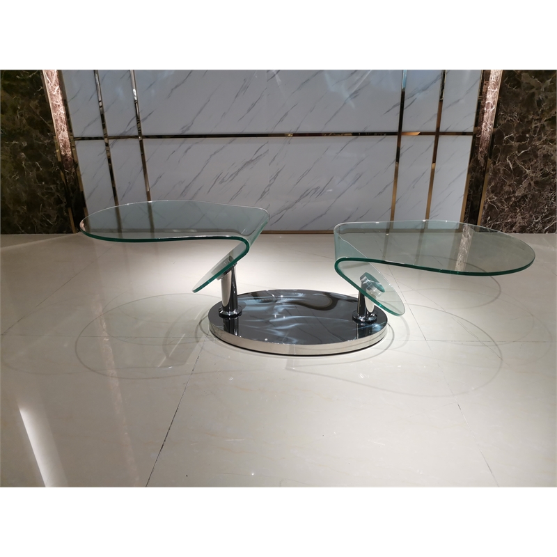 Motion Coffee Table with Clear Glass Top and Chrome Base
