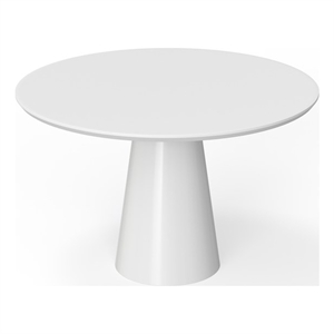 White Lacquer Top 36&quot Round Dining Table w/White Powder Coating Pedestal Base