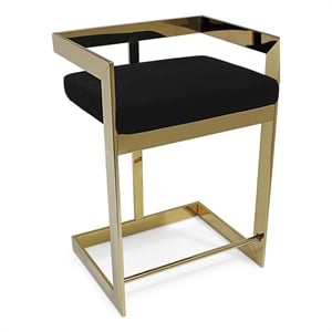 30&quot Black Cushion Bar Chair with Shining Gold base