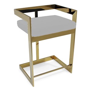 26&quot Gray Cushion Bar Chair with  Gold Polished  Base