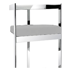 26&quot Gray Cushion Bar Chair with Polished Stainless Steel Base