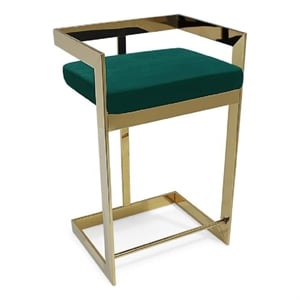 26&quot Green Cushion Bar Chair with  Gold Polished base