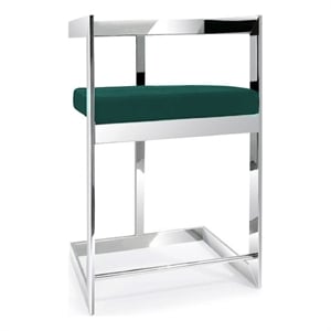 26&quot Green Cushion Bar Chair wih Stainless Steel  Polished Base