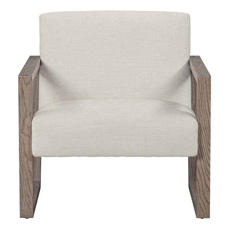 ELISSIDY Wood Armchair in Beige/Ash Oak Sled Base