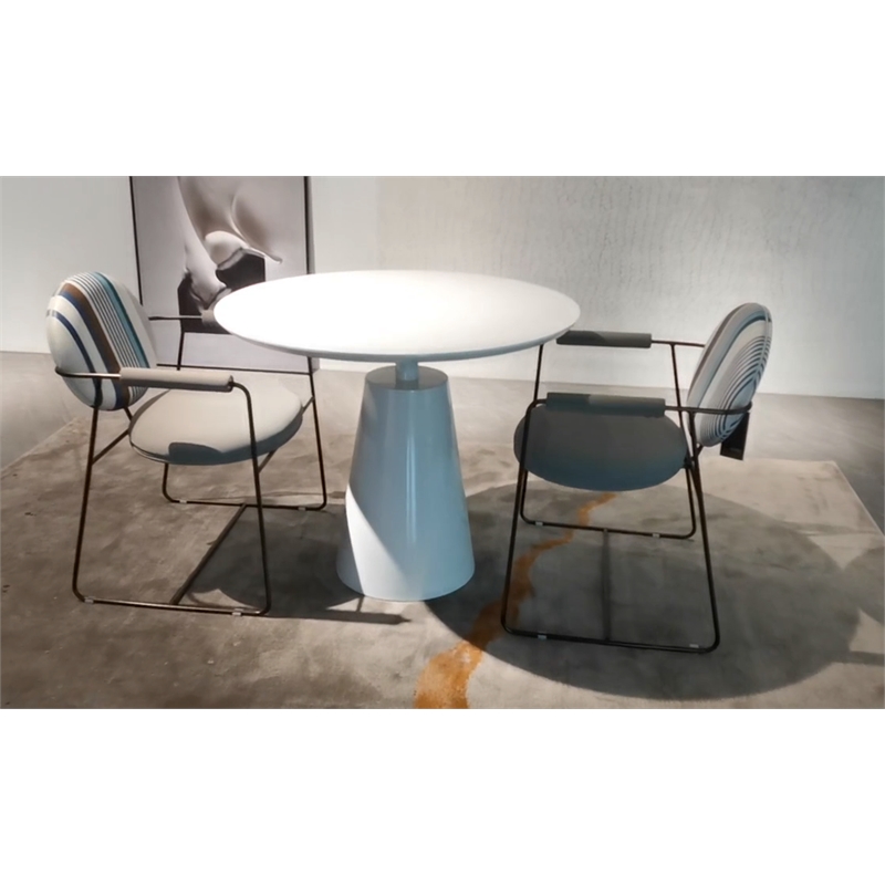 Creative Images International 42in Round White Dining Table