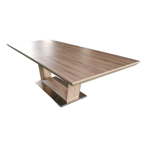 Creative Images International Sonoma Stainless Steel & Wood Dining Table in Oak
