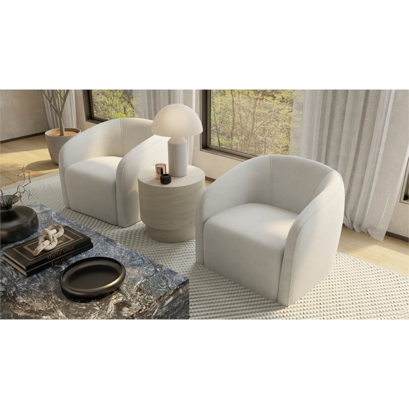 Creative Images International ELISSIDY Fabric Club Armchair in Off White