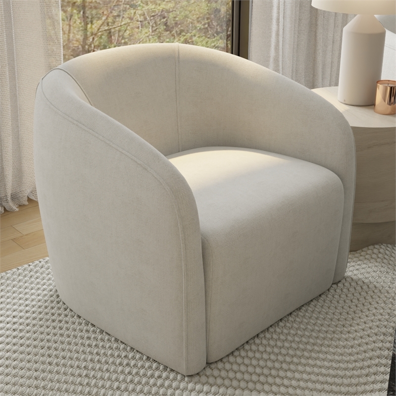 Creative Images International ELISSIDY Fabric Club Armchair in Off White