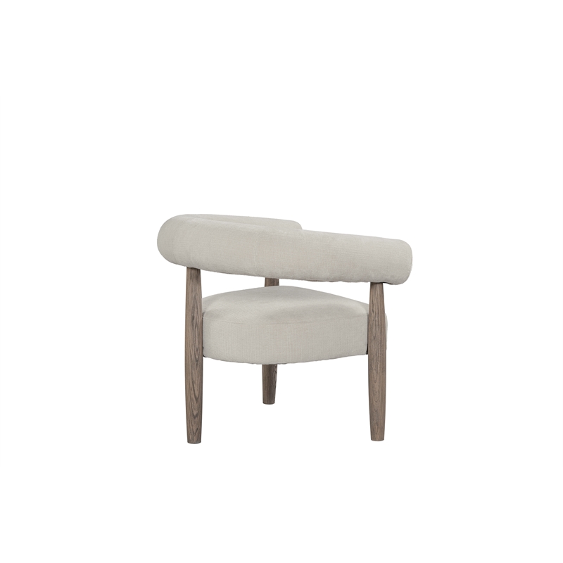 Creative Images International Elissidy Fabric & Wood Armchair in Cream