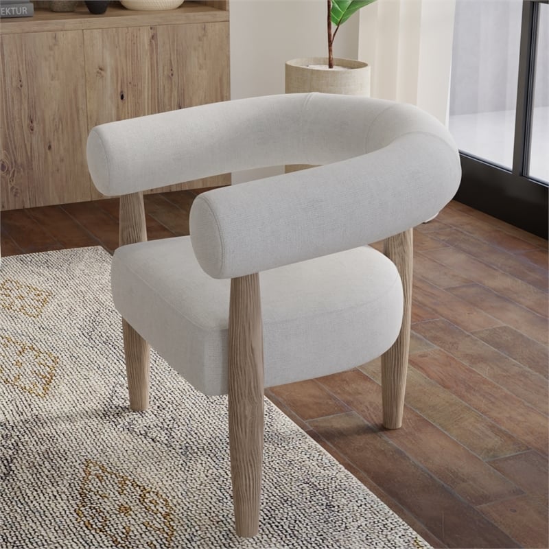 Creative Images International Elissidy Fabric & Wood Armchair in Cream