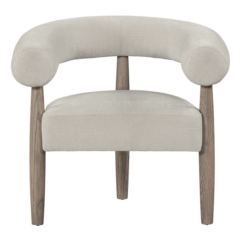 Creative Images International Elissidy Fabric & Wood Armchair in Cream