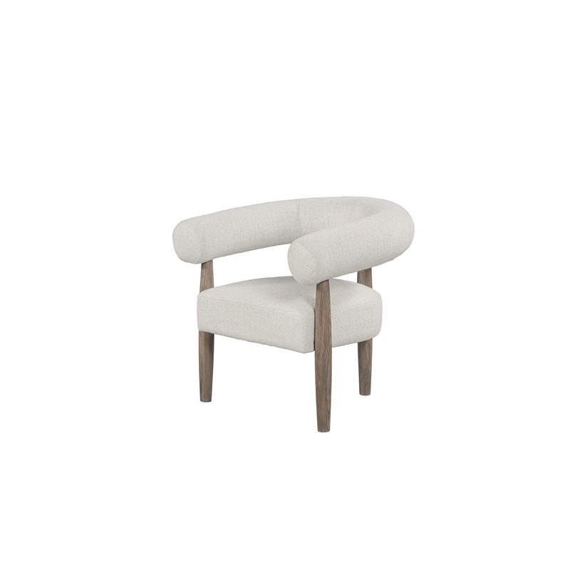 Elissidy Plywood Ash Veneer Base and Upholstery Inner Armchair Off White
