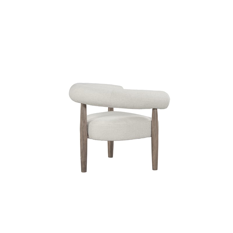 Elissidy Plywood Ash Veneer Base and Upholstery Inner Armchair Off White