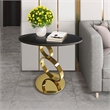 End Table with 12mm sintered stone top & Polished Gold SS base