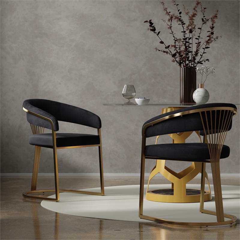 Round Clear Glass Dining Table with Gold Base
