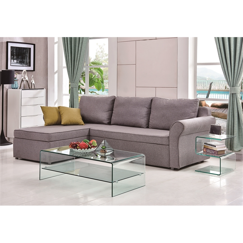 Waterfall 12MM Bent Tempered Glass Coffee Table with 8mm Glass Shelf