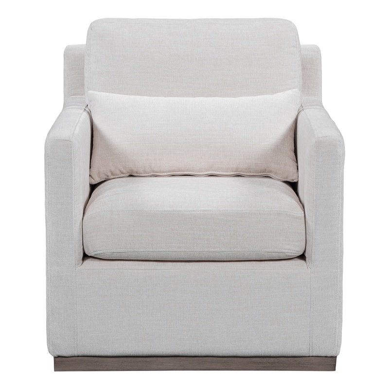 Elissidy Beige Accent Chair with cushion with Swivel Base
