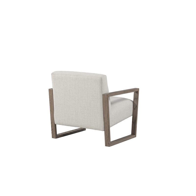 ELISSIDY Upholstered Off White Fabric Sled Ash Oak Wood Base Armchair