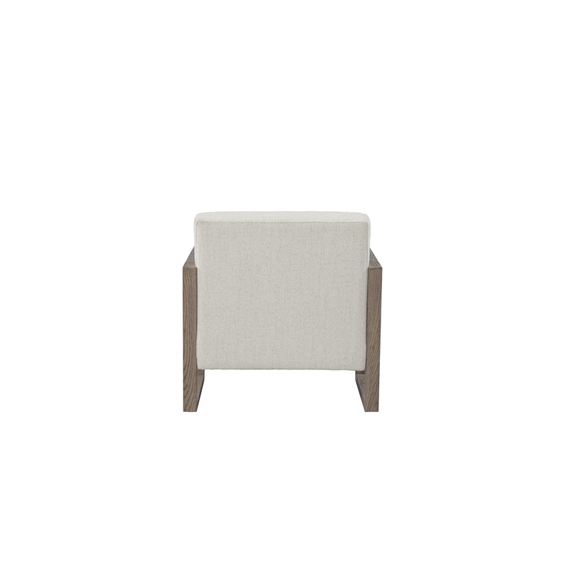 ELISSIDY Upholstered Off White Fabric Sled Ash Oak Wood Base Armchair