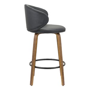 26 Inch High Black PU Stool with Wood Leg Set of 2