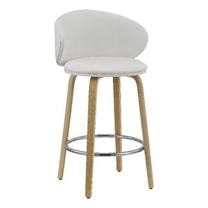 26 Inch High White PU Stool with Wood Leg Set of 2