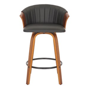 26 Inch High Black PU Stool with Wood Leg Set of 2